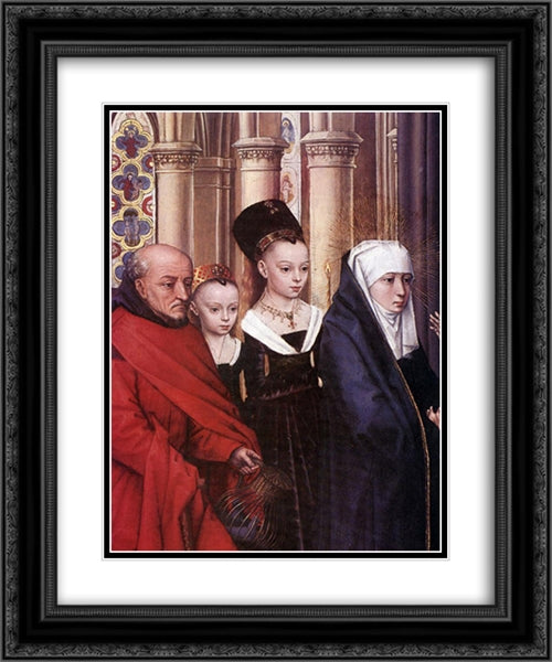 The Presentation in the Temple [detail: 1] 20x24 Black Ornate Wood Framed Art Print Poster with Double Matting by Memling, Hans