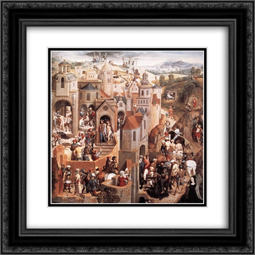 Scenes from the Passion of Christ [detail: 2] 20x20 Black Ornate Wood Framed Art Print Poster with Double Matting by Memling, Hans