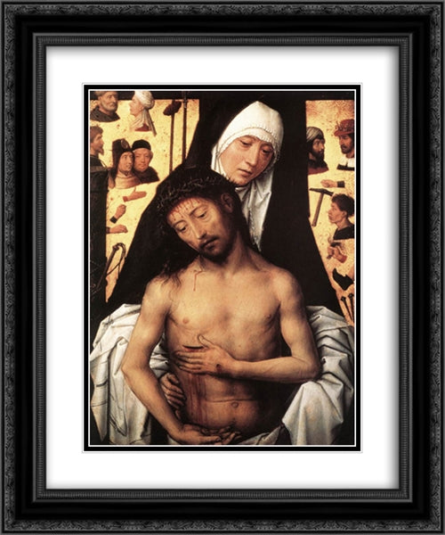 The Virgin Showing the Man of Sorrows 20x24 Black Ornate Wood Framed Art Print Poster with Double Matting by Memling, Hans