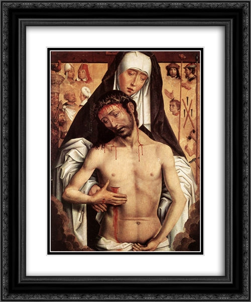 The Virgin Showing the Man of Sorrows 20x24 Black Ornate Wood Framed Art Print Poster with Double Matting by Memling, Hans