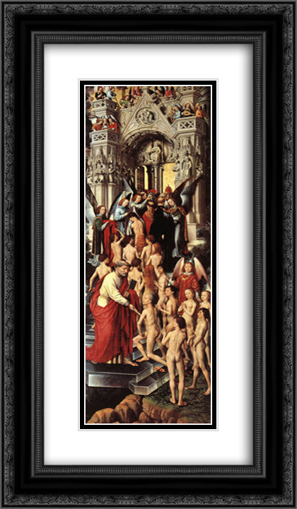 Last Judgment Triptych (left wing) [detail: 1] 14x24 Black Ornate Wood Framed Art Print Poster with Double Matting by Memling, Hans