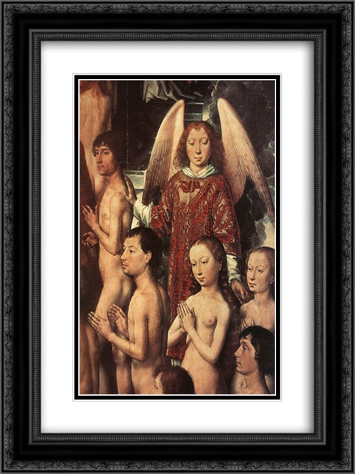 Last Judgment Triptych [detail: 2] 18x24 Black Ornate Wood Framed Art Print Poster with Double Matting by Memling, Hans