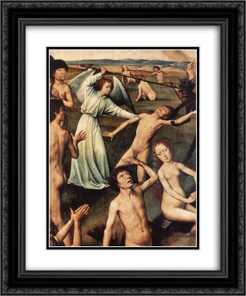 Last Judgment Triptych [detail: 8] 20x24 Black Ornate Wood Framed Art Print Poster with Double Matting by Memling, Hans