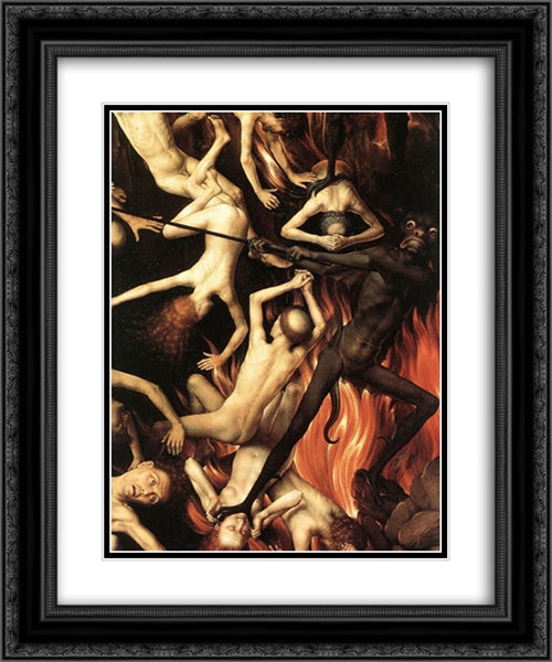 Last Judgment Triptych [detail: 10] 20x24 Black Ornate Wood Framed Art Print Poster with Double Matting by Memling, Hans