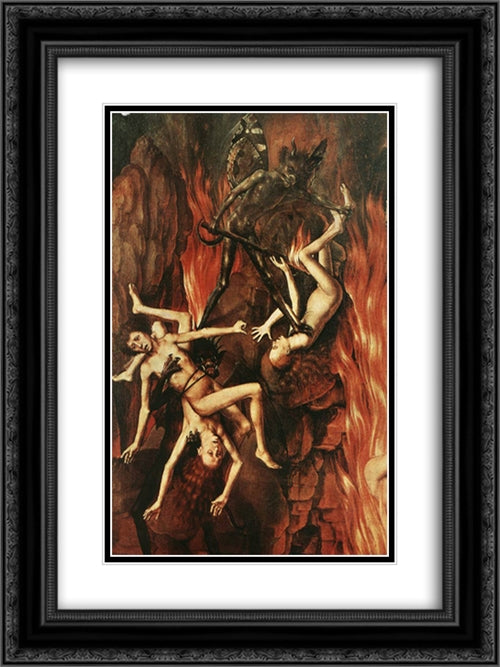 Last Judgment Triptych [detail: 12] 18x24 Black Ornate Wood Framed Art Print Poster with Double Matting by Memling, Hans