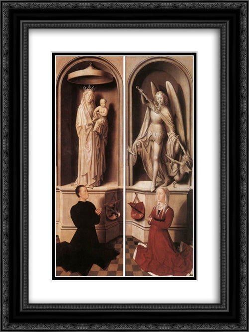 Last Judgment Triptych [detail: 13] 18x24 Black Ornate Wood Framed Art Print Poster with Double Matting by Memling, Hans