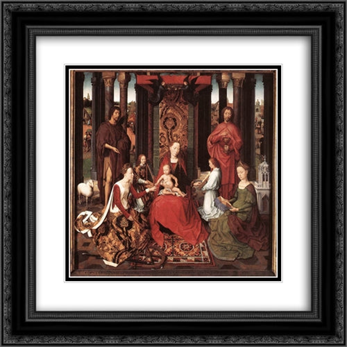 St John Altarpiece [detail: 6, central panel] 20x20 Black Ornate Wood Framed Art Print Poster with Double Matting by Memling, Hans