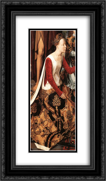 St John Altarpiece [detail: 7, central panel] 14x24 Black Ornate Wood Framed Art Print Poster with Double Matting by Memling, Hans