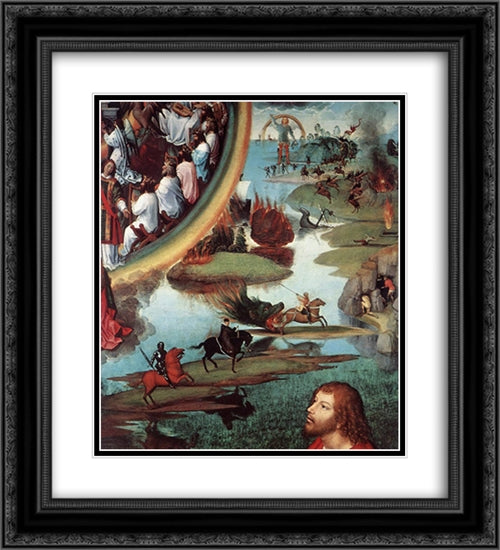 St John Altarpiece [detail: 9, right wing] 20x22 Black Ornate Wood Framed Art Print Poster with Double Matting by Memling, Hans