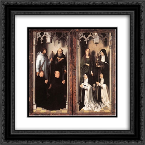 St John Altarpiece [detail: 10, closed] 20x20 Black Ornate Wood Framed Art Print Poster with Double Matting by Memling, Hans