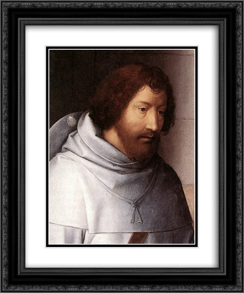 St John Altarpiece [detail: 11, closed] 20x24 Black Ornate Wood Framed Art Print Poster with Double Matting by Memling, Hans