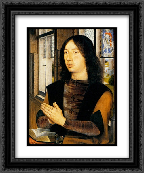 Diptych Of Martin Van Nieuwenhove (pic 2) 20x24 Black Ornate Wood Framed Art Print Poster with Double Matting by Memling, Hans