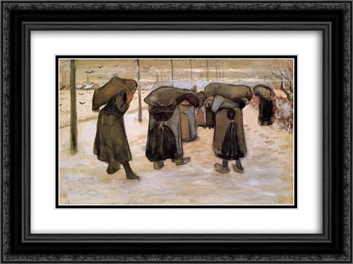 Woman Miners Carrying Coal 24x18 Black Ornate Wood Framed Art Print Poster with Double Matting by Van Gogh, Vincent