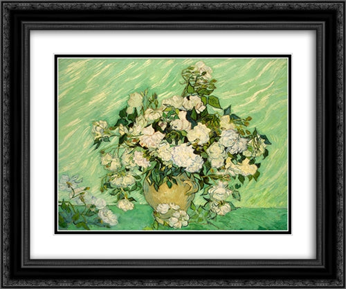 Roses 24x20 Black Ornate Wood Framed Art Print Poster with Double Matting by Van Gogh, Vincent