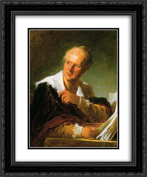 Portrait of a Man 20x24 Black Ornate Wood Framed Art Print Poster with Double Matting by Fragonard, Jean Honore