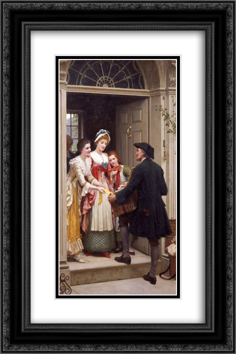 Ribbons and Laces for Very Pretty Faces 16x24 Black Ornate Wood Framed Art Print Poster with Double Matting by Leighton, Edmund Blair