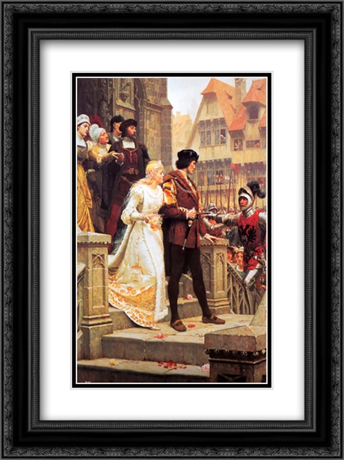 Call to Arms 18x24 Black Ornate Wood Framed Art Print Poster with Double Matting by Leighton, Edmund Blair