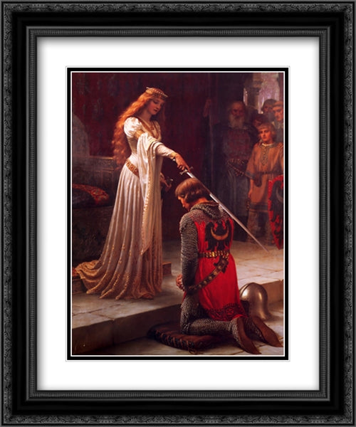 The Accolade 20x24 Black Ornate Wood Framed Art Print Poster with Double Matting by Leighton, Edmund Blair