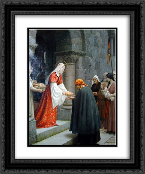 The Charity of St. Elizabeth of Hungary 20x24 Black Ornate Wood Framed Art Print Poster with Double Matting by Leighton, Edmund Blair