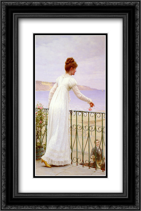 A Favour 16x24 Black Ornate Wood Framed Art Print Poster with Double Matting by Leighton, Edmund Blair