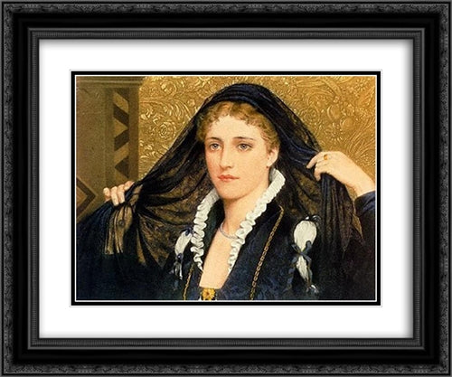 Oliva 24x20 Black Ornate Wood Framed Art Print Poster with Double Matting by Leighton, Edmund Blair