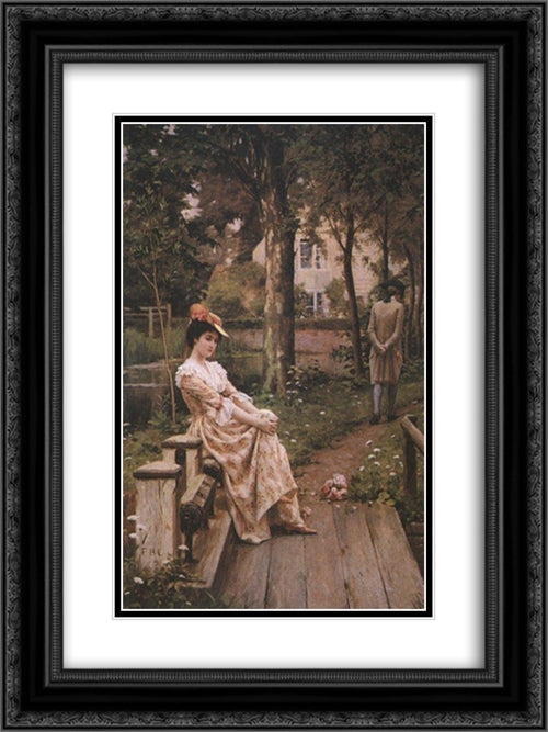 Off 18x24 Black Ornate Wood Framed Art Print Poster with Double Matting by Leighton, Edmund Blair