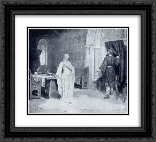 Lady Godiva 22x20 Black Ornate Wood Framed Art Print Poster with Double Matting by Leighton, Edmund Blair