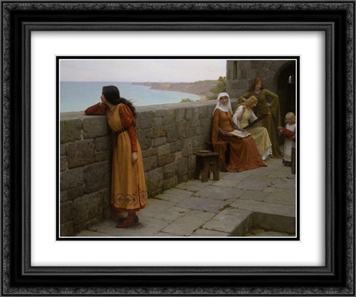 The Hostage 24x20 Black Ornate Wood Framed Art Print Poster with Double Matting by Leighton, Edmund Blair