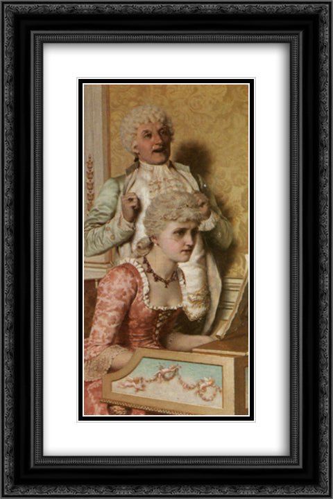 The Musical Suitor 16x24 Black Ornate Wood Framed Art Print Poster with Double Matting by Leighton, Edmund Blair