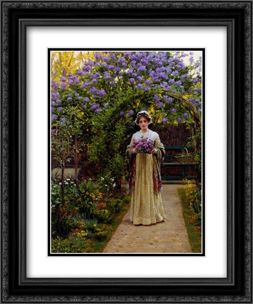 Lilac 20x24 Black Ornate Wood Framed Art Print Poster with Double Matting by Leighton, Edmund Blair