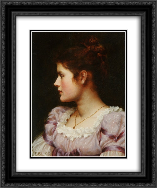 A Study 20x24 Black Ornate Wood Framed Art Print Poster with Double Matting by Leighton, Edmund Blair