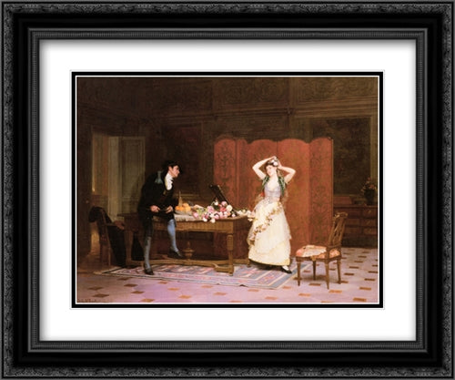 The Preparations 24x20 Black Ornate Wood Framed Art Print Poster with Double Matting by Vibert, Jehan Georges