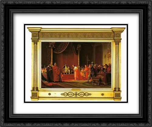 Napoleon and Son 24x20 Black Ornate Wood Framed Art Print Poster with Double Matting by Vibert, Jehan Georges
