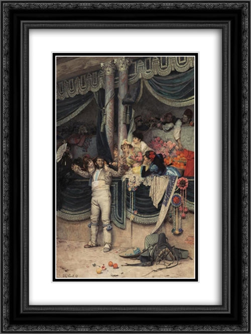 The Bullfighter's Adoring Crowd 18x24 Black Ornate Wood Framed Art Print Poster with Double Matting by Vibert, Jehan Georges