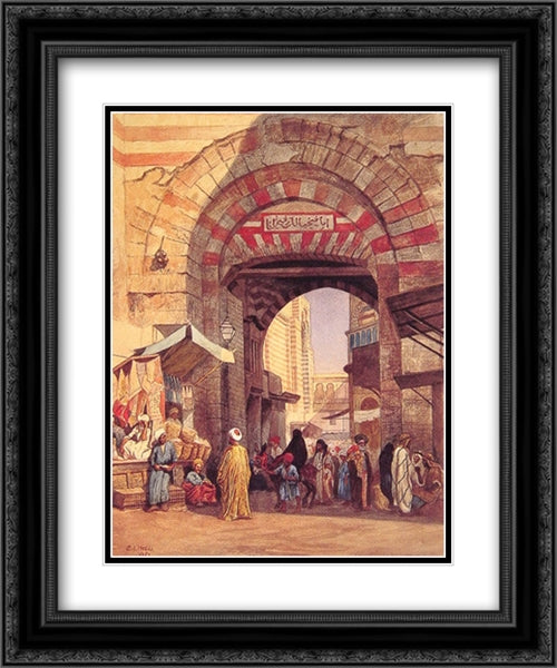 The Moorish Bazaar 20x24 Black Ornate Wood Framed Art Print Poster with Double Matting by Weeks, Edwin Lord