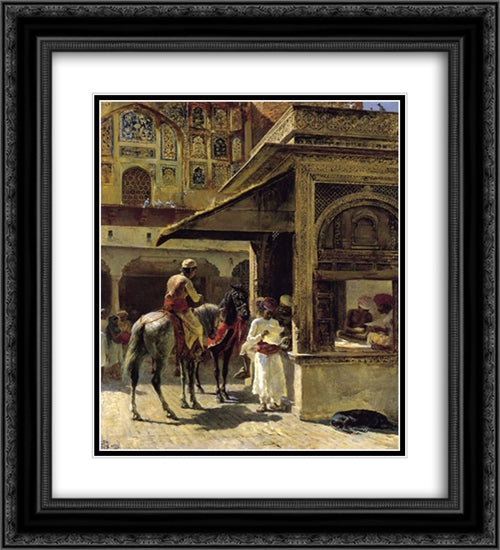 Hindu Merchants 20x22 Black Ornate Wood Framed Art Print Poster with Double Matting by Weeks, Edwin Lord