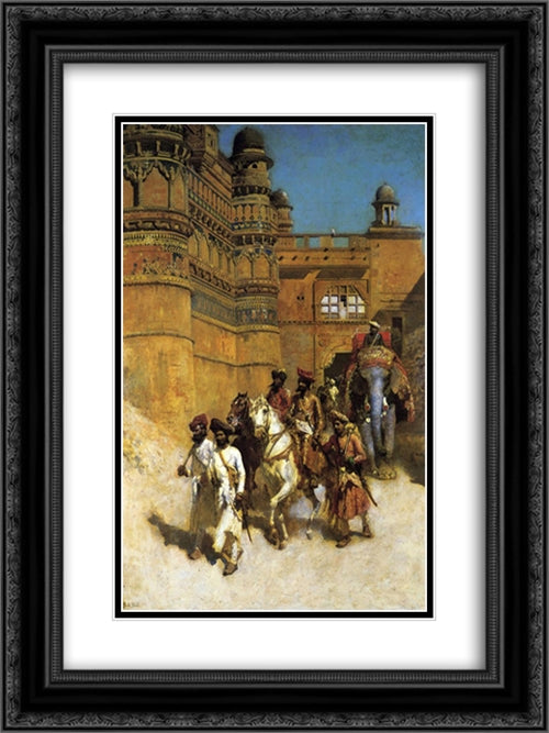 The Maharahaj of Gwalior Before His Palace 18x24 Black Ornate Wood Framed Art Print Poster with Double Matting by Weeks, Edwin Lord