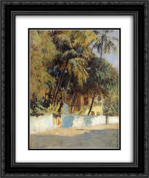 Street Scene, Bombay 20x24 Black Ornate Wood Framed Art Print Poster with Double Matting by Weeks, Edwin Lord