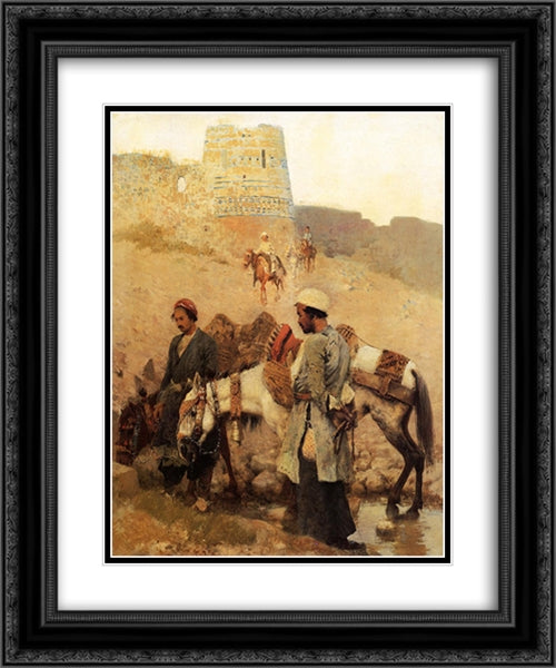 Traveling in Persia 20x24 Black Ornate Wood Framed Art Print Poster with Double Matting by Weeks, Edwin Lord