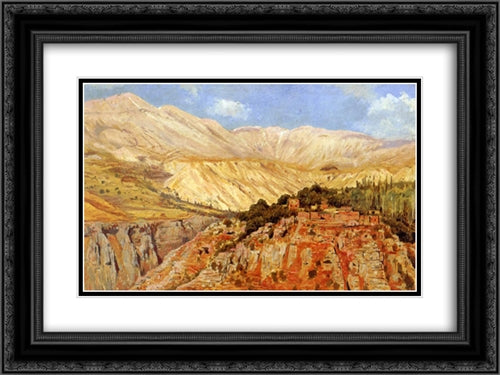 Village in Atlas Mountains, Morocco 24x18 Black Ornate Wood Framed Art Print Poster with Double Matting by Weeks, Edwin Lord