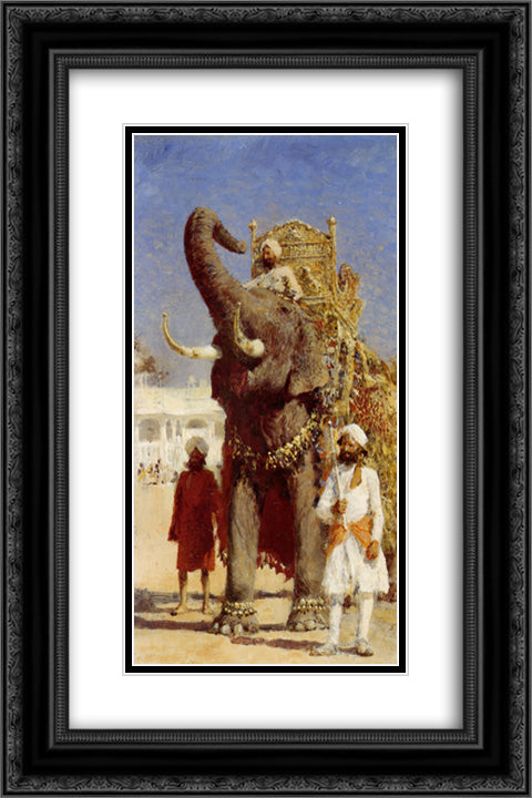 The Rajahs Elephant 16x24 Black Ornate Wood Framed Art Print Poster with Double Matting by Weeks, Edwin Lord