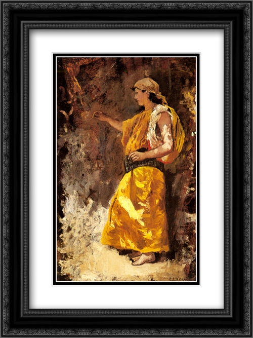 Standing Arab Woman 18x24 Black Ornate Wood Framed Art Print Poster with Double Matting by Weeks, Edwin Lord