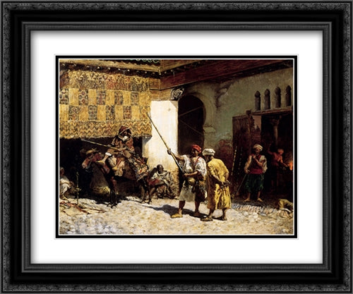 The Arab Gunsmith 24x20 Black Ornate Wood Framed Art Print Poster with Double Matting by Weeks, Edwin Lord