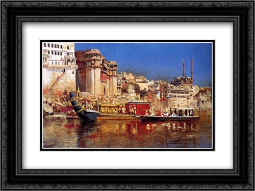 The Barge Of The Maharaja Of Benares 24x18 Black Ornate Wood Framed Art Print Poster with Double Matting by Weeks, Edwin Lord