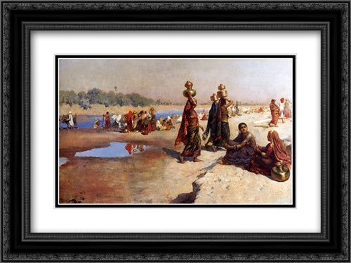 Water Carriers Of The Ganges 24x18 Black Ornate Wood Framed Art Print Poster with Double Matting by Weeks, Edwin Lord