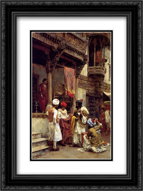 The Silk Merchants 18x24 Black Ornate Wood Framed Art Print Poster with Double Matting by Weeks, Edwin Lord