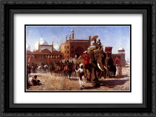 The Return Of The Imperial Court From The Great Nosque At Delhi, In The Reign Of Shah Jehan 24x18 Black Ornate Wood Framed Art Print Poster with Double Matting by Weeks, Edwin Lord