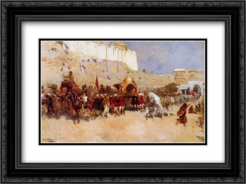 Wedding Procession, Jodhpur 24x18 Black Ornate Wood Framed Art Print Poster with Double Matting by Weeks, Edwin Lord