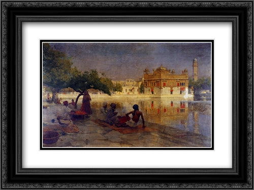 The Golden Temple, Amritsar 24x18 Black Ornate Wood Framed Art Print Poster with Double Matting by Weeks, Edwin Lord