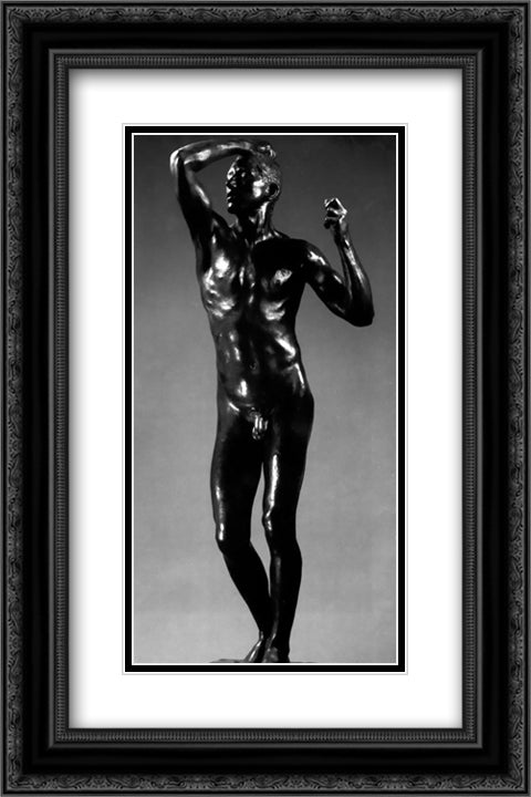 L'Age d'Airain 16x24 Black Ornate Wood Framed Art Print Poster with Double Matting by Rodin, Auguste